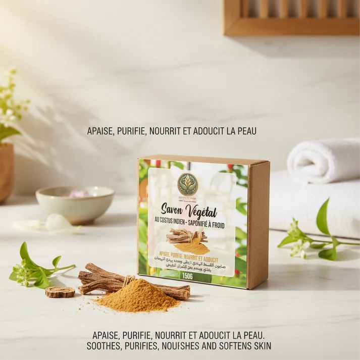 Savon Végétal au Costus Indien – Saponifié à Froid, Purifiant & Apa Savon Végétal au Costus Indien – Saponifié à Froid, Purifiant & Apaisant | 150g – Image 1