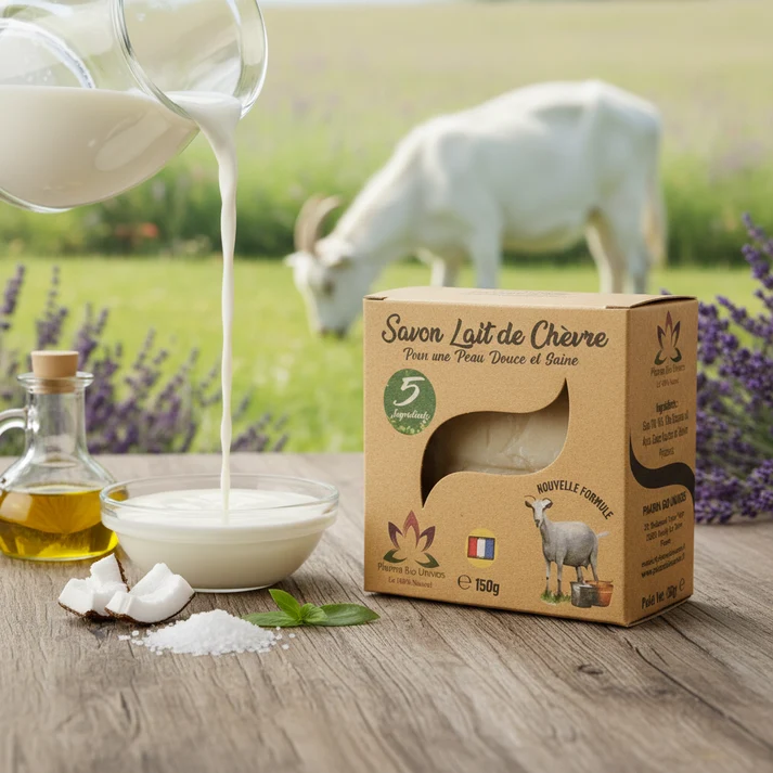 Savon au lait de chèvre – Fait main – Pour peaux mixtes à grasses Savon au lait de chèvre – Fait main – Pour peaux mixtes à grasses – 150 g – Image 1