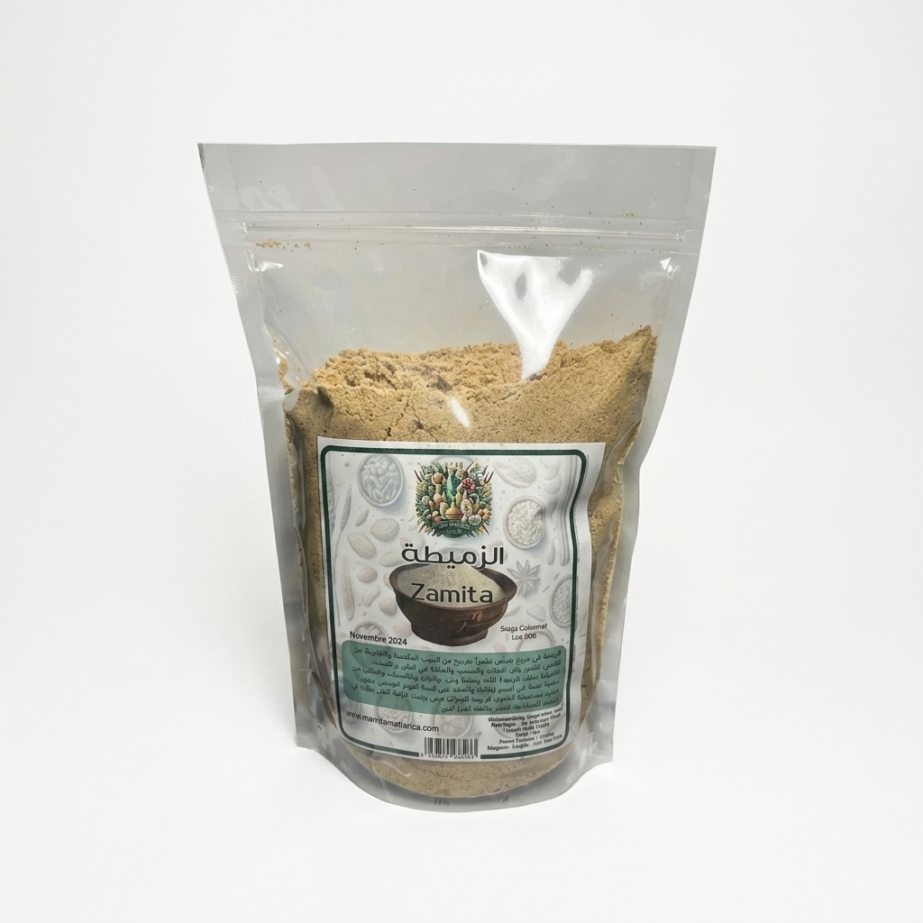 Zamita-Traditionnelle-Marocaine Zamita Traditionnelle Marocaine – Mélange de Céréales Grillées & Moulées | 500g – Image 1